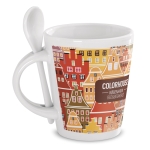 Tasse aus Keramik mit Löffel für Sublimierung Ihres Logos, 300 ml farbe weiß Hauptansicht zweite Ansicht