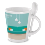 Tasse aus Keramik mit Löffel für Sublimierung Ihres Logos, 300 ml farbe weiß dritte Hauptansicht