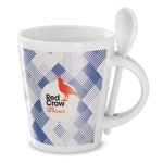 Tasse aus Keramik mit Löffel für Sublimierung Ihres Logos, 300 ml farbe weiß vierte Hauptansicht