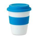 Coffee To Go Becher mit bedruckbarem Band, 350 ml farbe blau