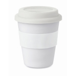 Coffee To Go Becher mit bedruckbarem Band, 350 ml farbe weiß