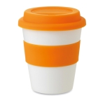 Coffee To Go Becher mit bedruckbarem Band, 350 ml farbe orange