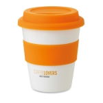 Coffee To Go Becher mit bedruckbarem Band, 350 ml farbe orange dritte Hauptansicht