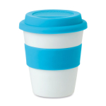 Coffee To Go Becher mit bedruckbarem Band, 350 ml farbe türkis