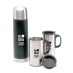 Set mit Thermoskanne farbe schwarz Ansicht mit Druckbereich