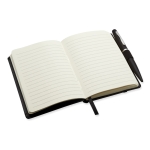 Bedruckbares Notizbuch mit liniertem Papier und Kugelschreiber, A6 farbe schwarz dritte Ansicht
