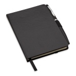 Bedruckbares Notizbuch mit liniertem Papier und Kugelschreiber, A6 farbe schwarz vierte Ansicht