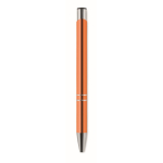 Kugelschreiber aus glänzendem Aluminium mit Gravur farbe orange dritte Ansicht