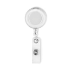 Badgehalter mit ausziehbarem Clip für Namensschilder für Messen farbe weiß-transparent