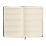 Bedruckbares DIN A5 Notizbuch mit softem PU-Cover und liniertes Papier farbe dunkelgrau vierte Ansicht