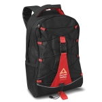 Schwarzer Rucksack mit farbigen Applikationen für Wanderungen farbe rot Hauptansicht zweite Ansicht