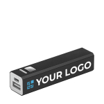 Elegante Powerbank aus Aluminium günstig bedrucken lassen,  2.200 mAh farbe schwarz Ansicht mit Druckbereich