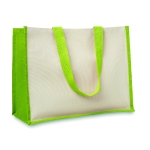 Jutetasche mit Canvas mit laminiertem Innenraum mit Logo farbe lindgrün