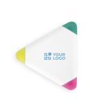 Dreieckiger Textmarker mit den Farben Gelb, Rosa und Grün für Mitarbeiter Ansicht mit Druckbereich