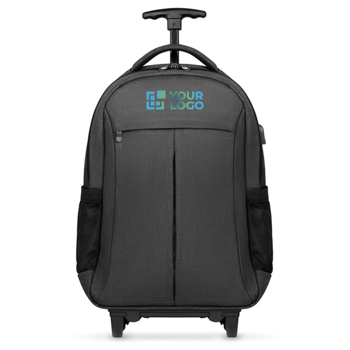 Bedruckbarer Trolley-Rucksack mit Laptopfach für Geschäftsleute, 15” Ansicht mit Druckbereich