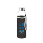 Wasserflasche mit Hülle als perfektes Werbegeschenk, 500 ml farbe schwarz Ansicht mit Druckbereich
