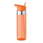 Transparente Tritan-Flasche mit Mundstück und Strohhalm, 650 ml farbe orange-transparent