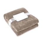 Schöne Kuscheldecke aus Flecce als Werbegeschenk mit Logo bedrucken farbe khaki