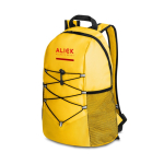 Wanderrucksack aus 600D mit Hauptfach und 2 Mesh-Seitentaschen farbe gelb Ansicht mit Logo 1