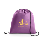 Bedruckbarer Turnbeutel aus Non-Woven-Material für Kinder, 80 g/m2 farbe violett Ansicht mit Logo 1