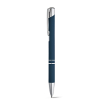 Kugelschreiber aus Aluminium mit Schaft aus Gummi und schwarzer Tinte farbe blau