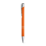 Kugelschreiber aus Aluminium mit Schaft aus Gummi und schwarzer Tinte farbe orange