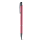 Aluminiumkugelschreiber mit Druckknopfmechanik blaue Tinte farbe rosa