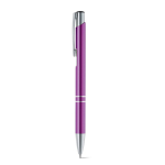 Aluminiumkugelschreiber mit Druckknopfmechanik blaue Tinte farbe violett
