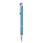 Aluminiumkugelschreiber mit Druckknopfmechanik blaue Tinte farbe hellblau