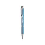 Aluminiumkugelschreiber mit Druckknopfmechanik blaue Tinte Ansicht mit Druckbereich