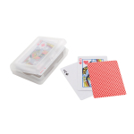 Klassisches Kartenspiel in einer Kunststoffbox mit Logo bedrucken farbe rot