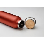 Bedruckte Sportflasche mit Deckel aus Bambus mit Henkel, 500ml farbe rot dritte Ansicht
