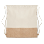 Bedruckbarer Turnbeutel aus 160 g/m2 Baumwolle mit Jutedetail, Natural farbe beige zweite Ansicht