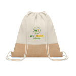 Bedruckbarer Turnbeutel aus 160 g/m2 Baumwolle mit Jutedetail, Natural farbe beige Hauptansicht