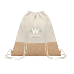 Bedruckbarer Turnbeutel aus 160 g/m2 Baumwolle mit Jutedetail, Natural farbe beige zweite Hauptansicht