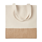 Baumwolltasche mit Details aus Juteimitation bedrucken, 160 g/m2 farbe beige