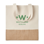 Baumwolltasche mit Details aus Juteimitation bedrucken, 160 g/m2 farbe beige zweite Hauptansicht