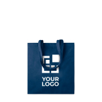 Öko-Baumwolltasche mit verstärkten langen Henkeln, 140 g/m2 farbe blau Ansicht mit Druckbereich
