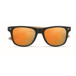 Sonnenbrille mit Bambusbügel und verspiegelten Gläsern, UV400 Schutz