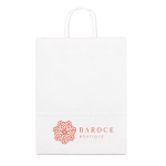 Günstige Papiertüte aus weißem Kraftpapier mit Logo, 90 g/m² farbe weiß Ansicht mit Logo 2