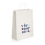 Große Papiertragetüte aus Kraftpapier bedrucken, 100 g/m2 farbe weiß Ansicht mit Logo 1