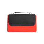 Faltbare Picknickdecke aus Fleece mit Tragegriff als Werbeartikel farbe rot