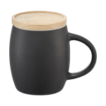 Kaffeebecher aus Keramik gravieren mit Deckel als Untersetzer nutzbar farbe weiß zweite Ansicht