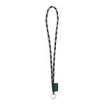 Röhrenförmiges Lanyard in 2 Farben mit gewebtem Etikett, Ø 7 mm farbe schwarz Ansicht mit Druckbereich