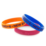 Günstiges Silikonarmband mit Aufdruck und Flachrelief als Werbeartikel farbe orange achte Ansicht