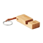 Schlüsselanhänger aus Bambus mit Handyhalter als Werbemittel farbe holzton Hauptansicht