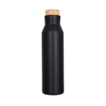 Flasche als Werbeartikel mit Bambusverschluss, 590 ml farbe schwarz zweite Vorderansicht