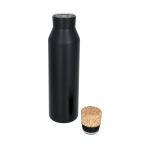 Flasche als Werbeartikel mit Bambusverschluss, 590 ml farbe schwarz zweite Ansicht