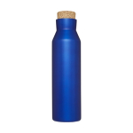Flasche als Werbeartikel mit Bambusverschluss, 590 ml farbe blau zweite Vorderansicht