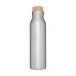 Flasche als Werbeartikel mit Bambusverschluss, 590 ml farbe silber zweite Vorderansicht